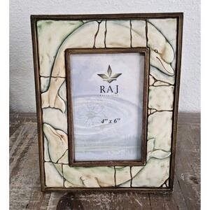 RAJ Collection Dolphin Picture Frame 4x6 Cream Resin Coastal Nautical Decor